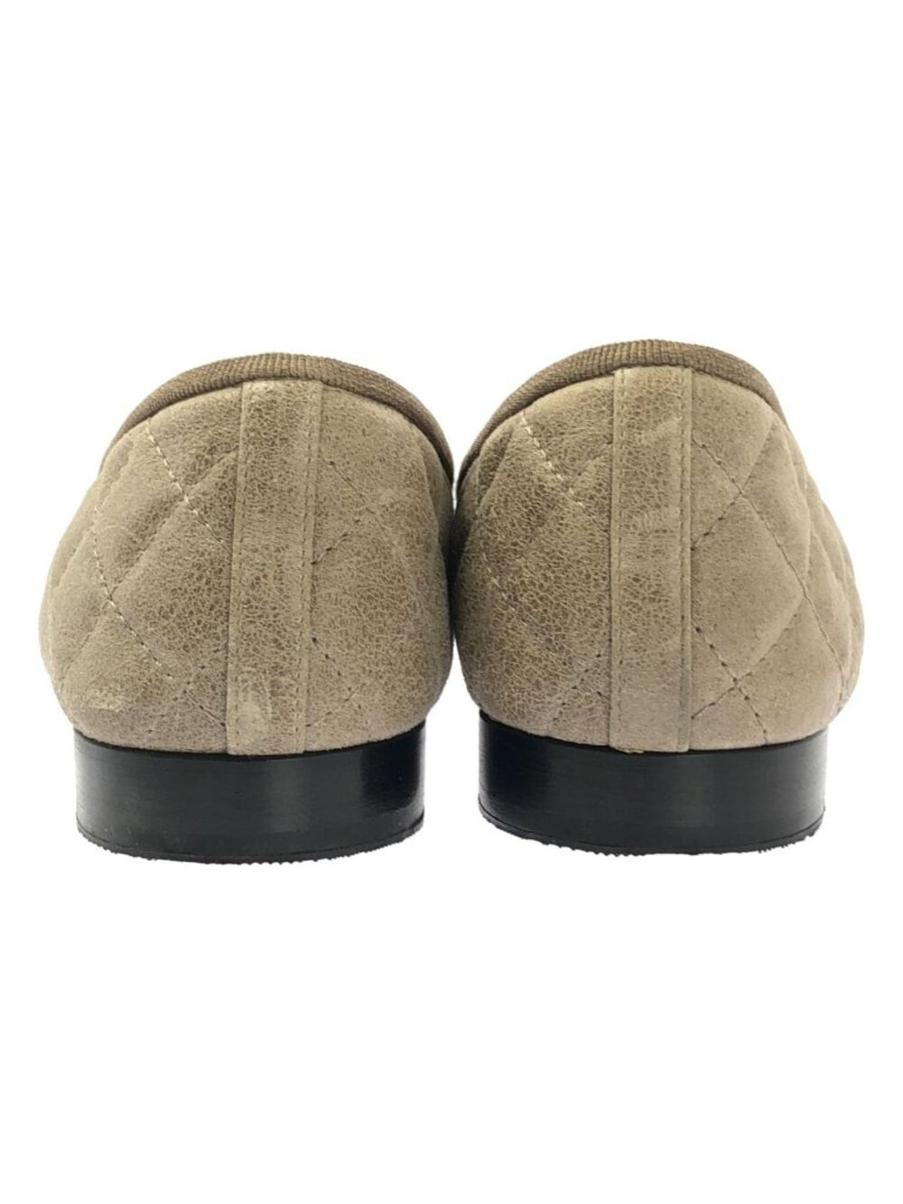 Chanel Leather CC Logo Quilted Flat Shoes 36c Gray Jew - Picture 3 of 9